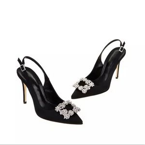 Rhinestone black high heels